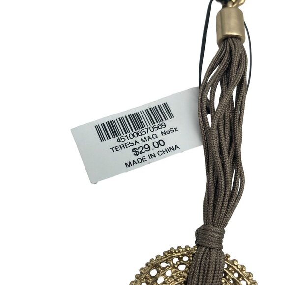 Chicos Gold-Tone Medallion Bracelet With Magnetic Closure & Brown Cord - Picture 4 of 4